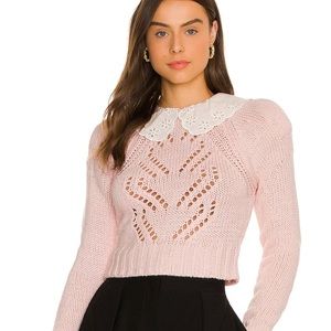 For Love & Lemons Stacy Sweater - Pink with Lace Collar